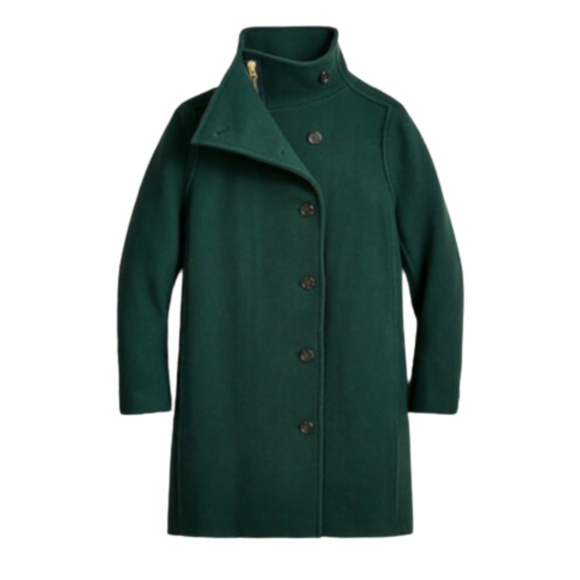 JCREW Villa Cocoon Coat Womens 2 Green Mid Length Stadium Cloth Wool BA538 - Picture 1 of 13